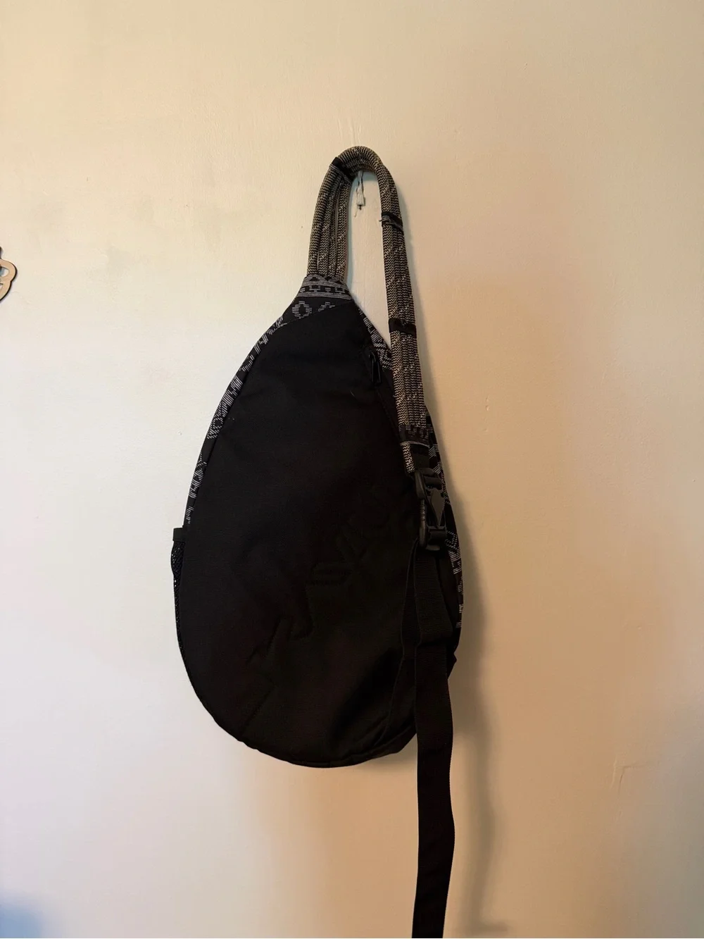 Kavu Black & Gray Patterned Sling Backpack